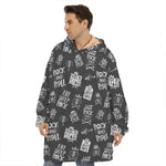 Rock And Roll Music Pattern Print Hoodie Blanket