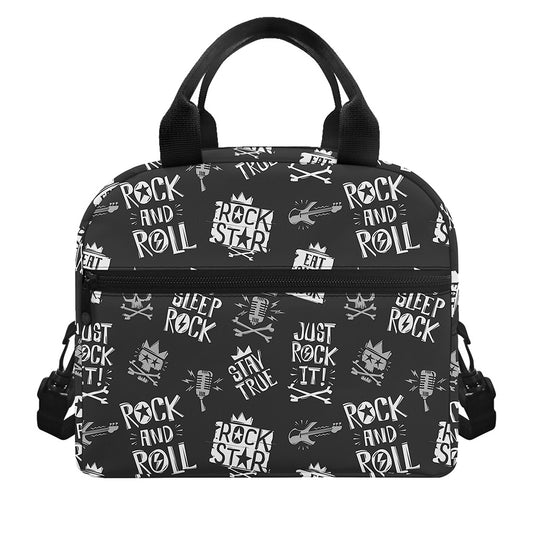 Rock And Roll Music Pattern Print Insulated Lunch Bag
