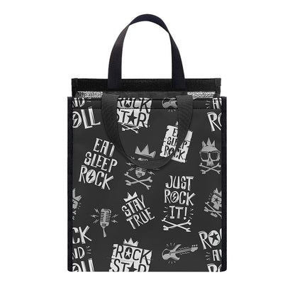 Rock And Roll Music Pattern Print Insulated Lunch Tote