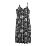 Rock And Roll Music Pattern Print Jersey Midi Cami Dress