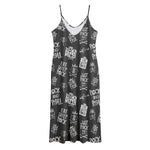 Rock And Roll Music Pattern Print Jersey Midi Cami Dress