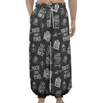 Rock And Roll Music Pattern Print Lantern Pants