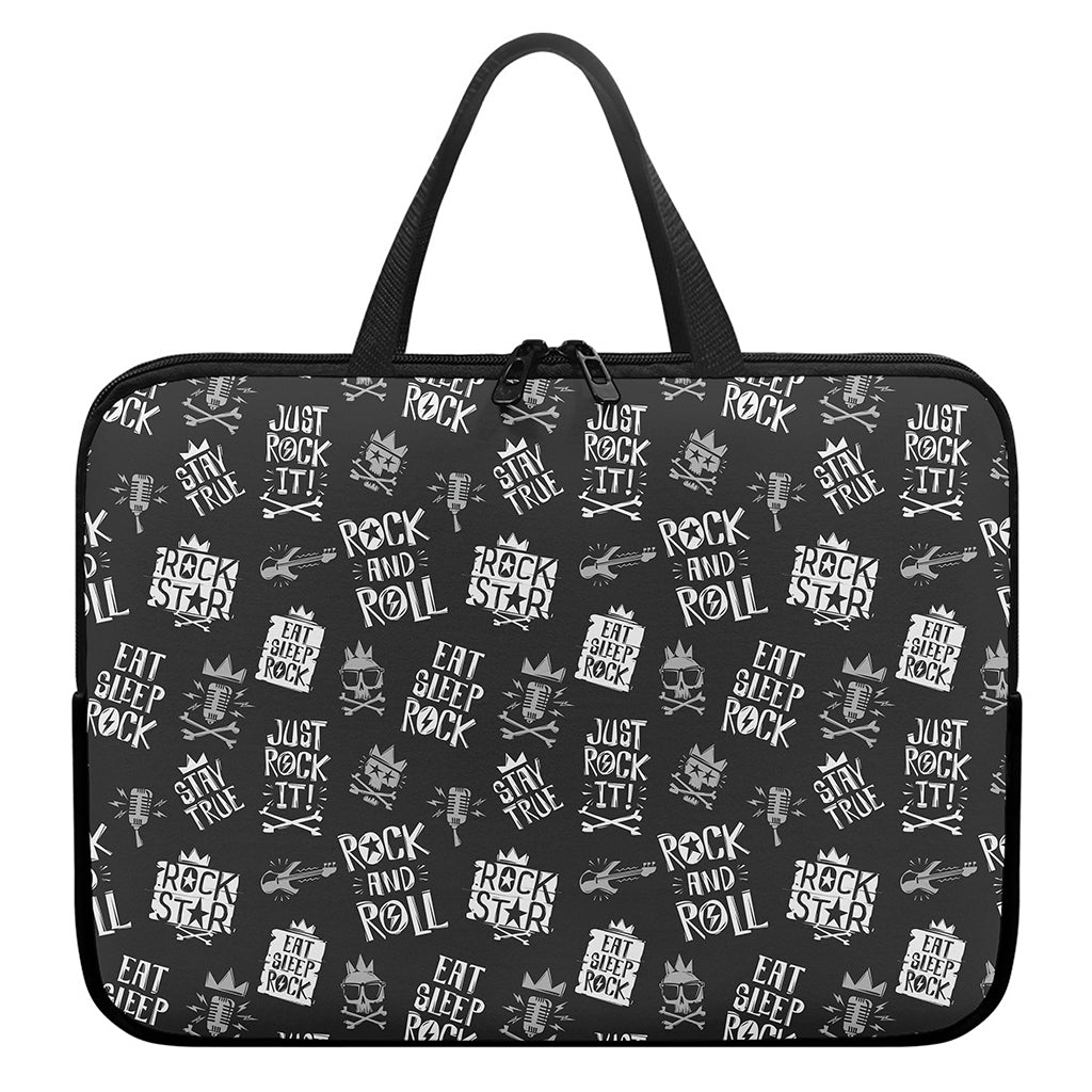 Rock And Roll Music Pattern Print Laptop Sleeve With Handle