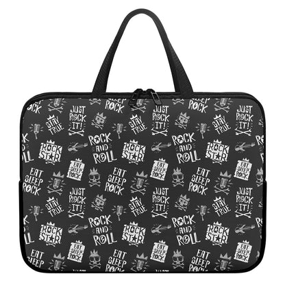 Rock And Roll Music Pattern Print Laptop Sleeve With Handle
