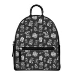Rock And Roll Music Pattern Print Leather Backpack