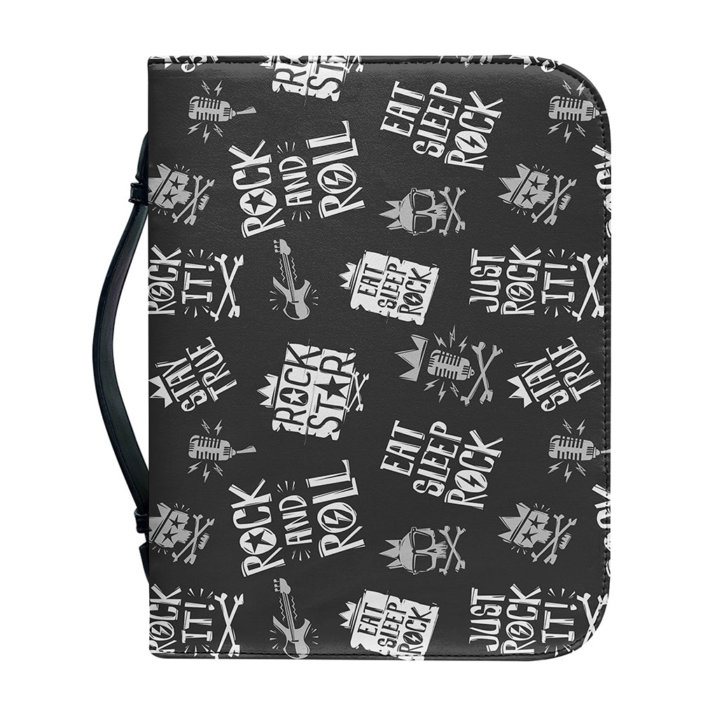 Rock And Roll Music Pattern Print Leather Bible Cover