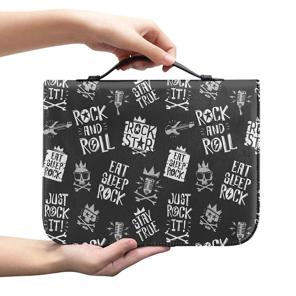Rock And Roll Music Pattern Print Leather Bible Cover