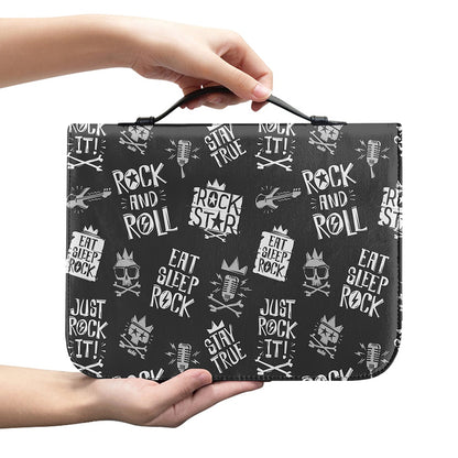 Rock And Roll Music Pattern Print Leather Bible Cover