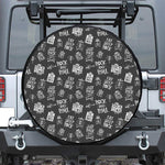 Rock And Roll Music Pattern Print Leather Spare Tire Cover