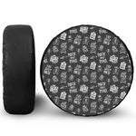 Rock And Roll Music Pattern Print Leather Spare Tire Cover
