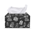 Rock And Roll Music Pattern Print Leather Tissue Box Cover