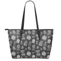 Rock And Roll Music Pattern Print Leather Tote Bag With Zipper