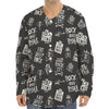 Rock And Roll Music Pattern Print Long Sleeve Baseball Jersey