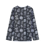 Rock And Roll Music Pattern Print Long Sleeve Short Coat