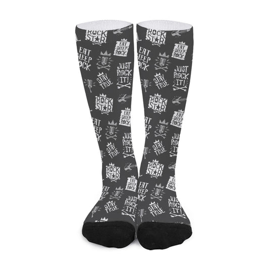 Rock And Roll Music Pattern Print Long Socks