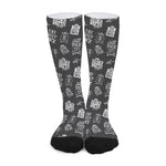 Rock And Roll Music Pattern Print Long Socks