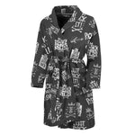 Rock And Roll Music Pattern Print Men's Bathrobe