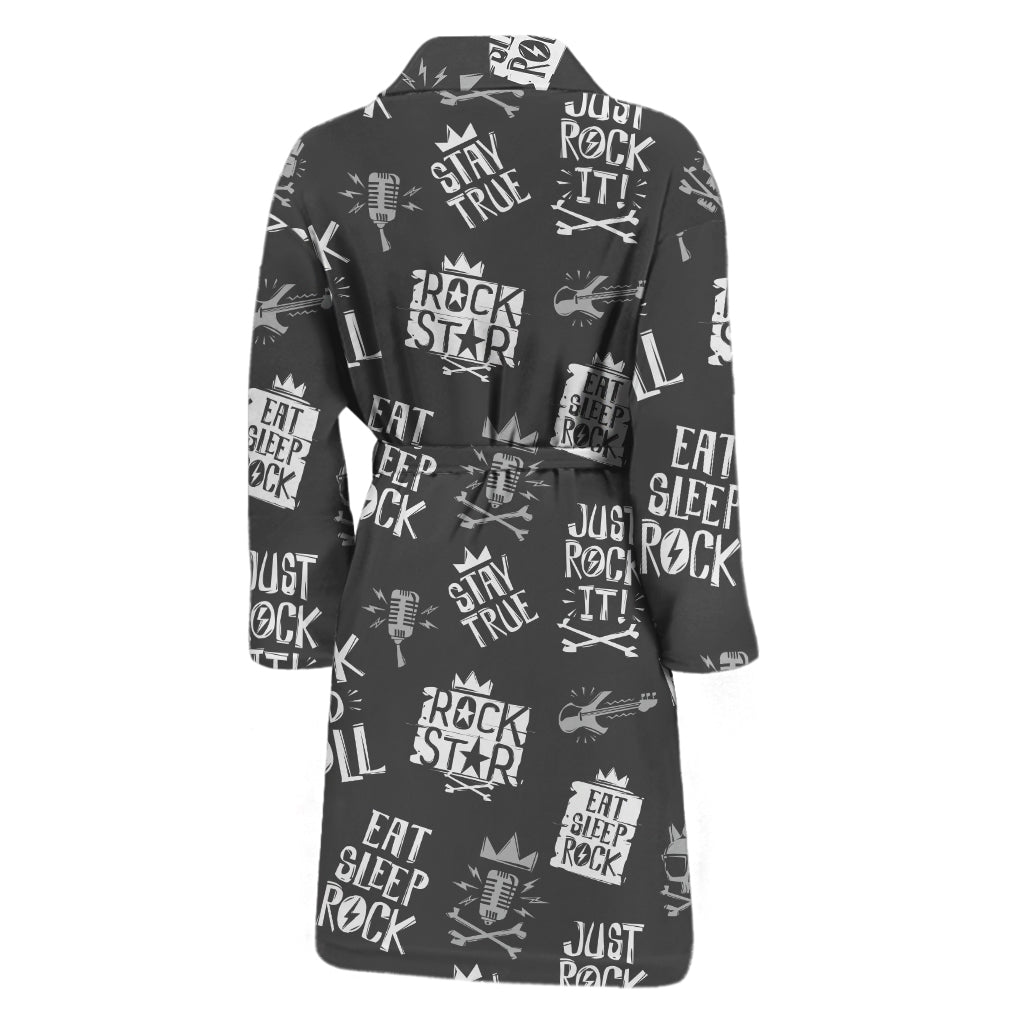 Rock And Roll Music Pattern Print Men's Bathrobe