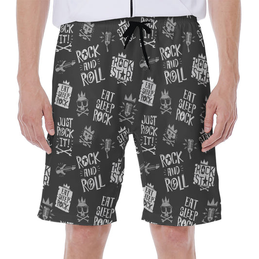 Rock And Roll Music Pattern Print Men's Beach Shorts