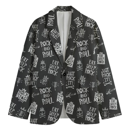 Rock And Roll Music Pattern Print Men's Blazer
