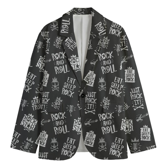 Rock And Roll Music Pattern Print Men's Blazer