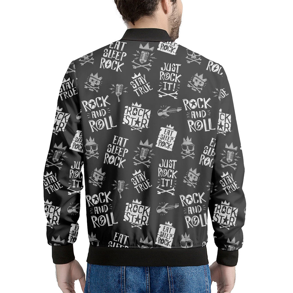 Rock And Roll Music Pattern Print Men's Bomber Jacket
