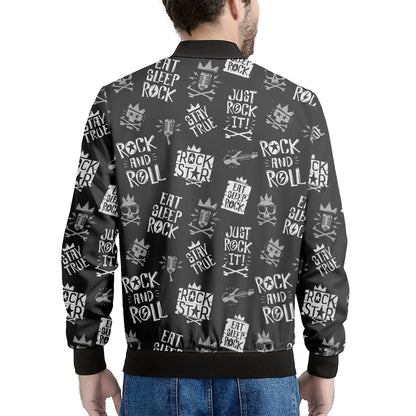 Rock And Roll Music Pattern Print Men's Bomber Jacket