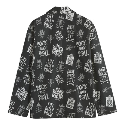 Rock And Roll Music Pattern Print Men's Cotton Blazer