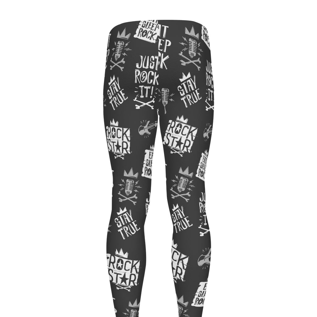 Rock And Roll Music Pattern Print Men's leggings