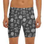 Rock And Roll Music Pattern Print Men's Long Boxer Briefs