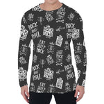 Rock And Roll Music Pattern Print Men's Long Sleeve T-Shirt
