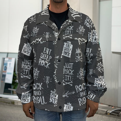Rock And Roll Music Pattern Print Men's Shirt Jacket