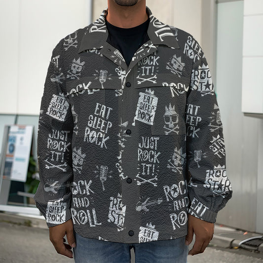 Rock And Roll Music Pattern Print Men's Shirt Jacket