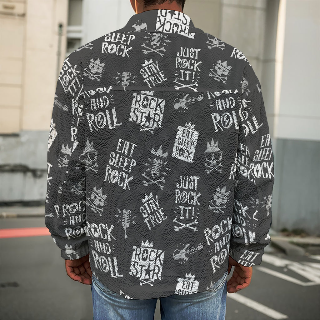 Rock And Roll Music Pattern Print Men's Shirt Jacket