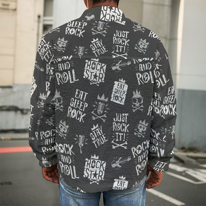 Rock And Roll Music Pattern Print Men's Shirt Jacket