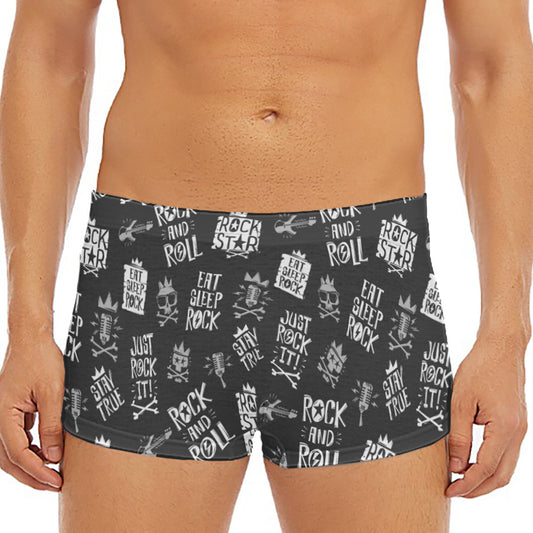 Rock And Roll Music Pattern Print Men's Short Boxer Briefs
