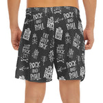 Rock And Roll Music Pattern Print Men's Split Running Shorts