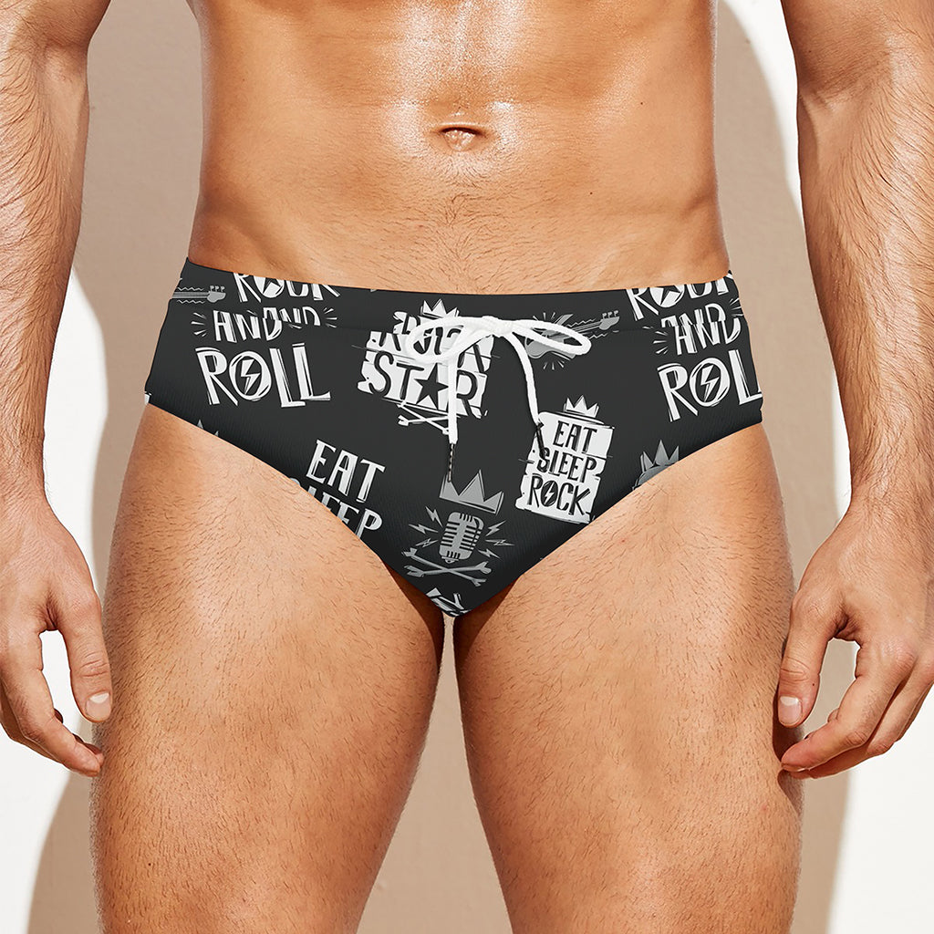 Rock And Roll Music Pattern Print Men's Swim Briefs