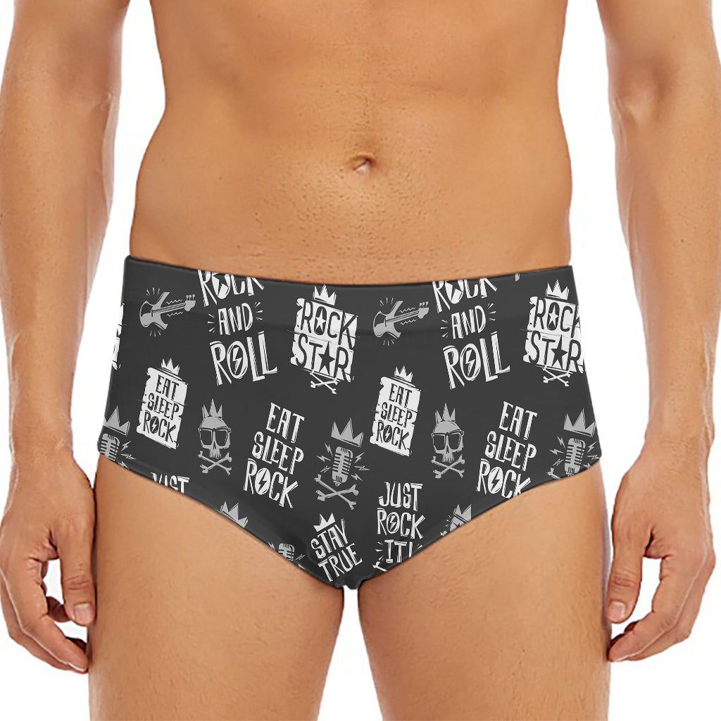 Rock And Roll Music Pattern Print Men's Triangle Swim Briefs
