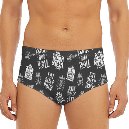 Rock And Roll Music Pattern Print Men's Triangle Swim Briefs