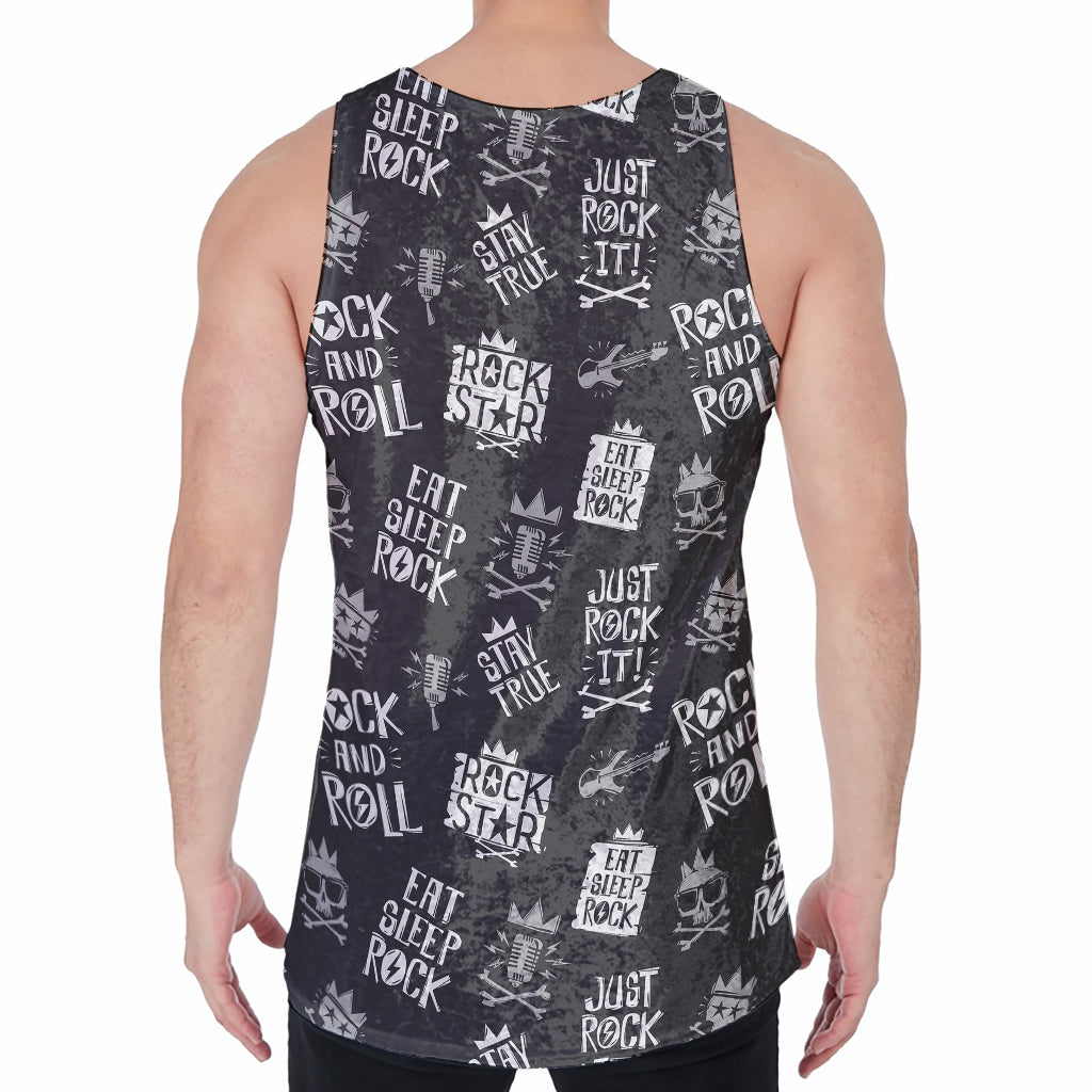 Rock And Roll Music Pattern Print Men's Velvet Tank Top