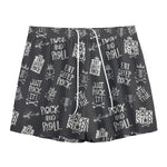 Rock And Roll Music Pattern Print Mesh Shorts