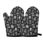 Rock And Roll Music Pattern Print Oven Mitts