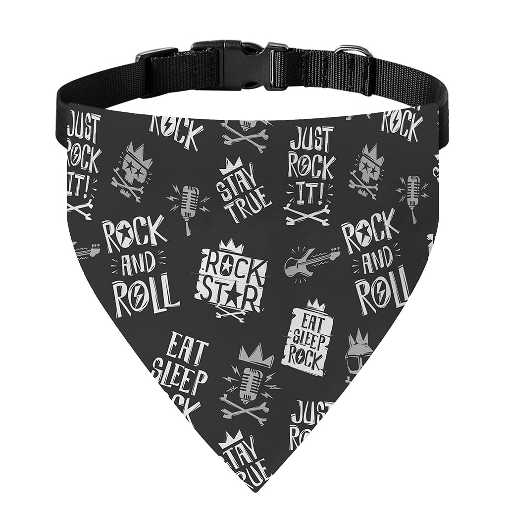 Rock And Roll Music Pattern Print Over The Collar Dog Bandana