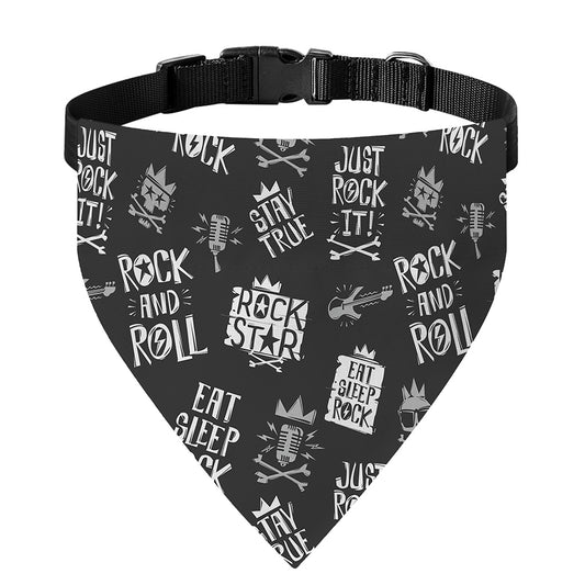 Rock And Roll Music Pattern Print Over The Collar Dog Bandana