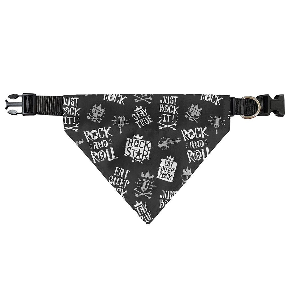 Rock And Roll Music Pattern Print Over The Collar Dog Bandana