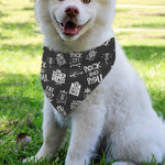 Rock And Roll Music Pattern Print Over The Collar Dog Bandana