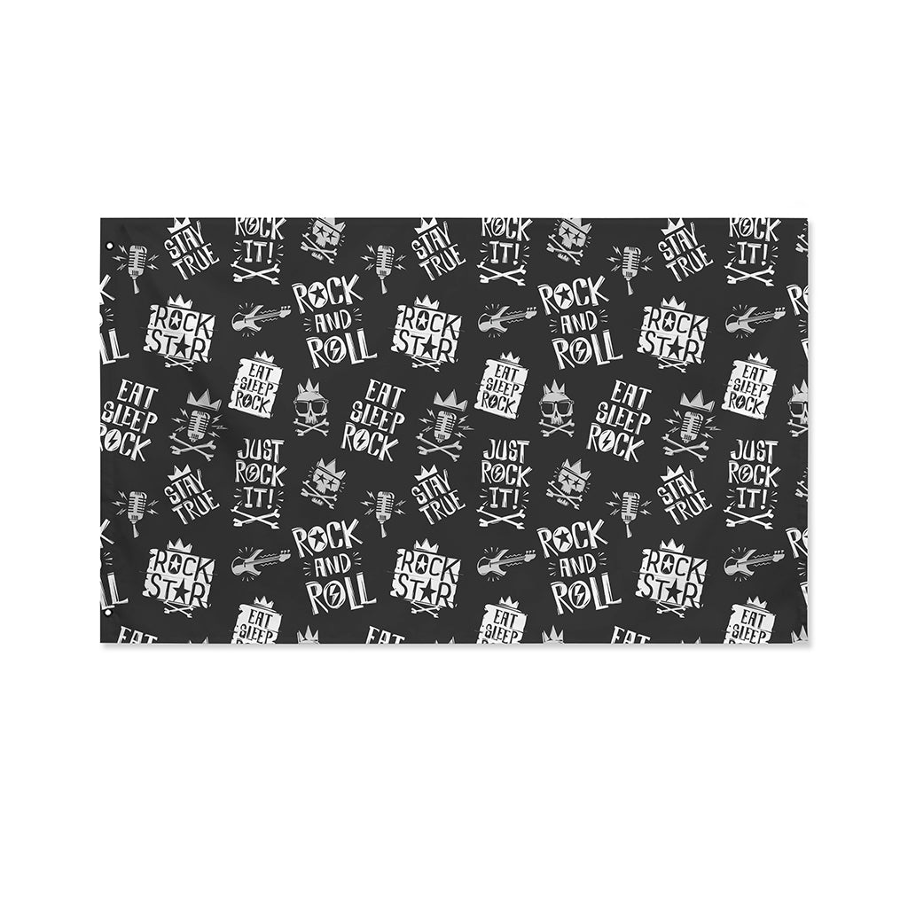 Rock And Roll Music Pattern Print Polyester Flag