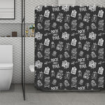 Rock And Roll Music Pattern Print Polyester Shower Curtain
