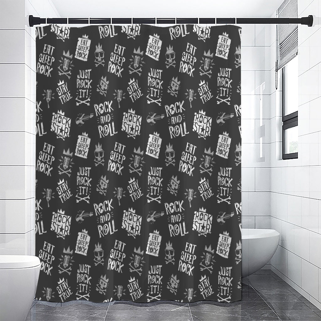Rock And Roll Music Pattern Print Premium Shower Curtain